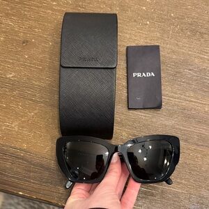 Prada Glossy Black Cat Eye Sunglasses